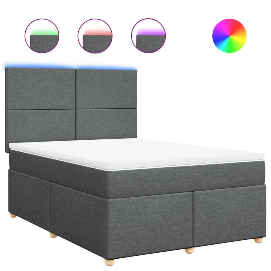 Sommier à lattes de lit avec matelas Gris foncé 140x190cm Tissu - 2