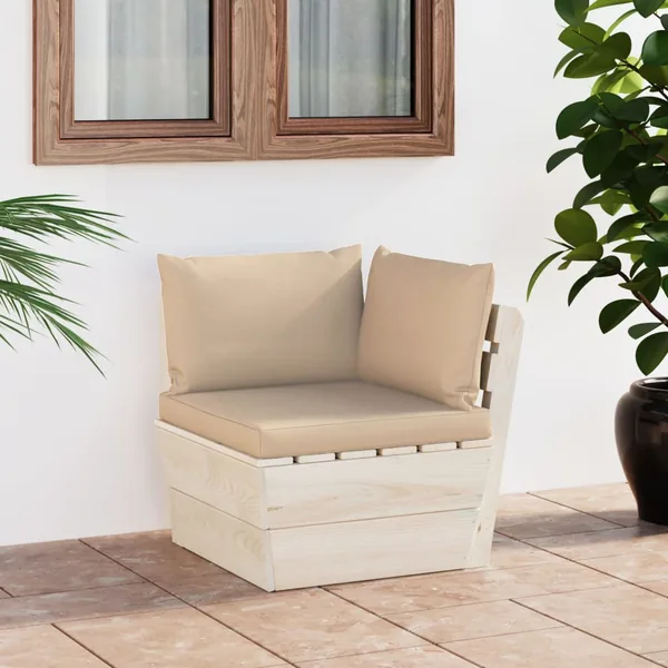 Garden Pallet Corner Sofa with Cushions Impregnated Spruce