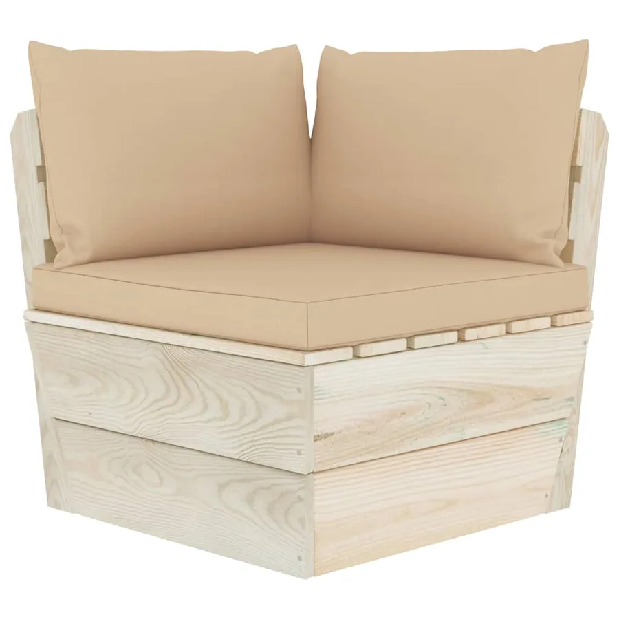 Canapé d'angle palette de jardin avec coussins Épicéa imprégné - 2