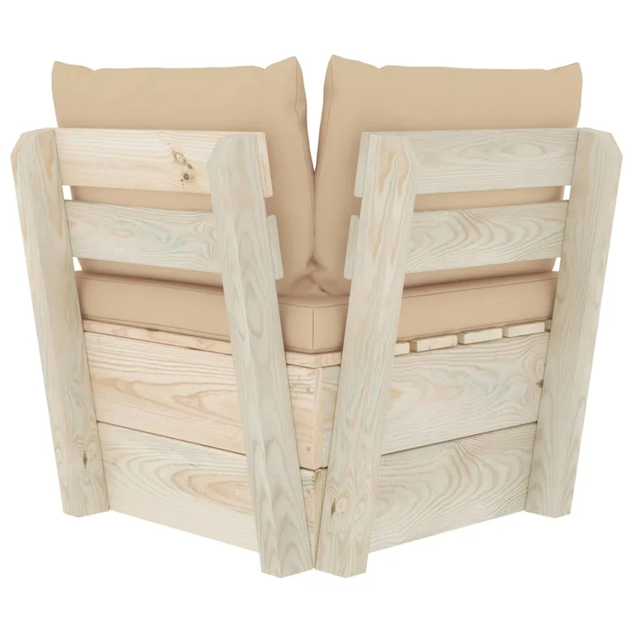 Canapé d'angle palette de jardin avec coussins Épicéa imprégné - 5