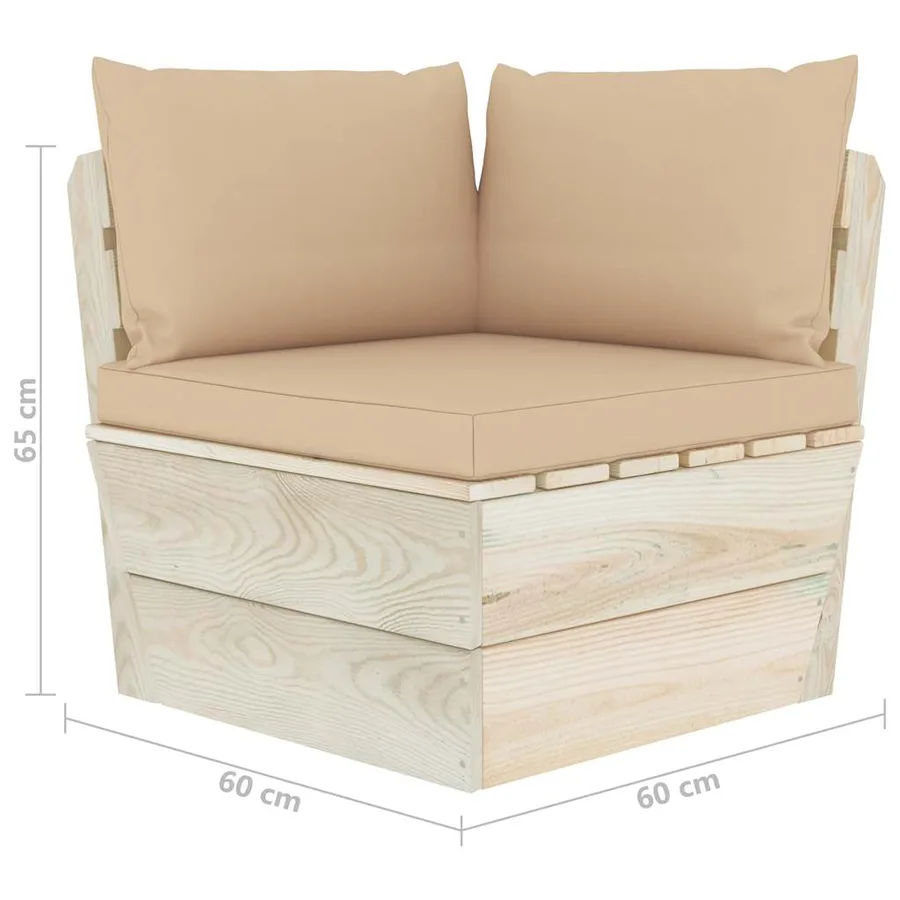 Garden Pallet Corner Sofa with Cushions Impregnated Spruce - 7