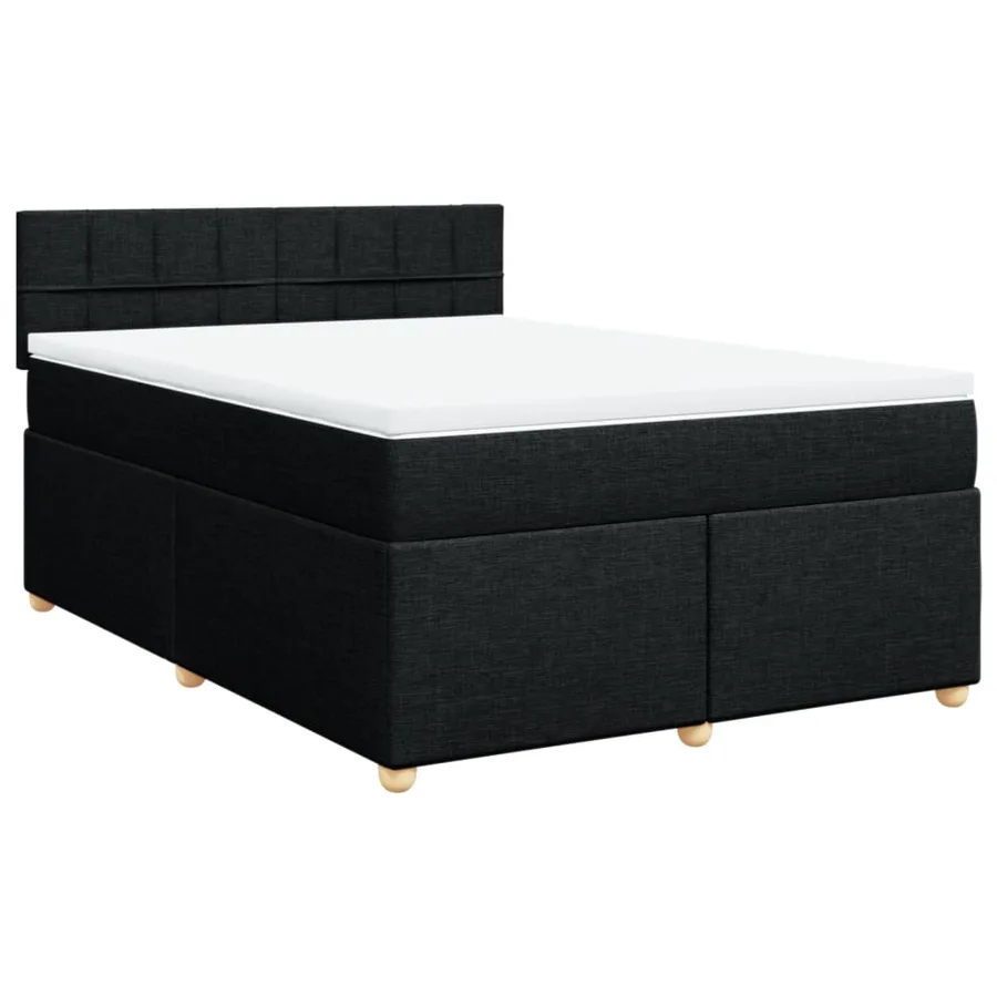 Sommier à lattes de lit avec matelas Noir 160x200 cm Tissu - 3