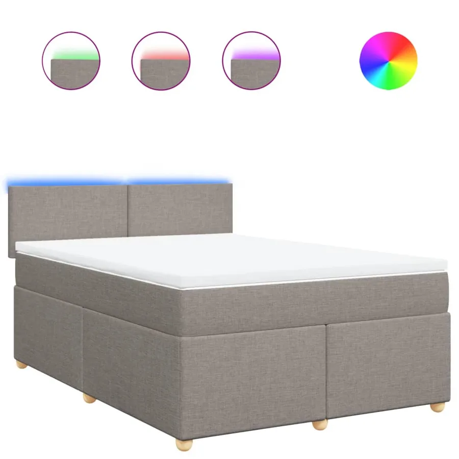 Sommier à lattes de lit avec matelas Taupe 140x190 cm Tissu - 2