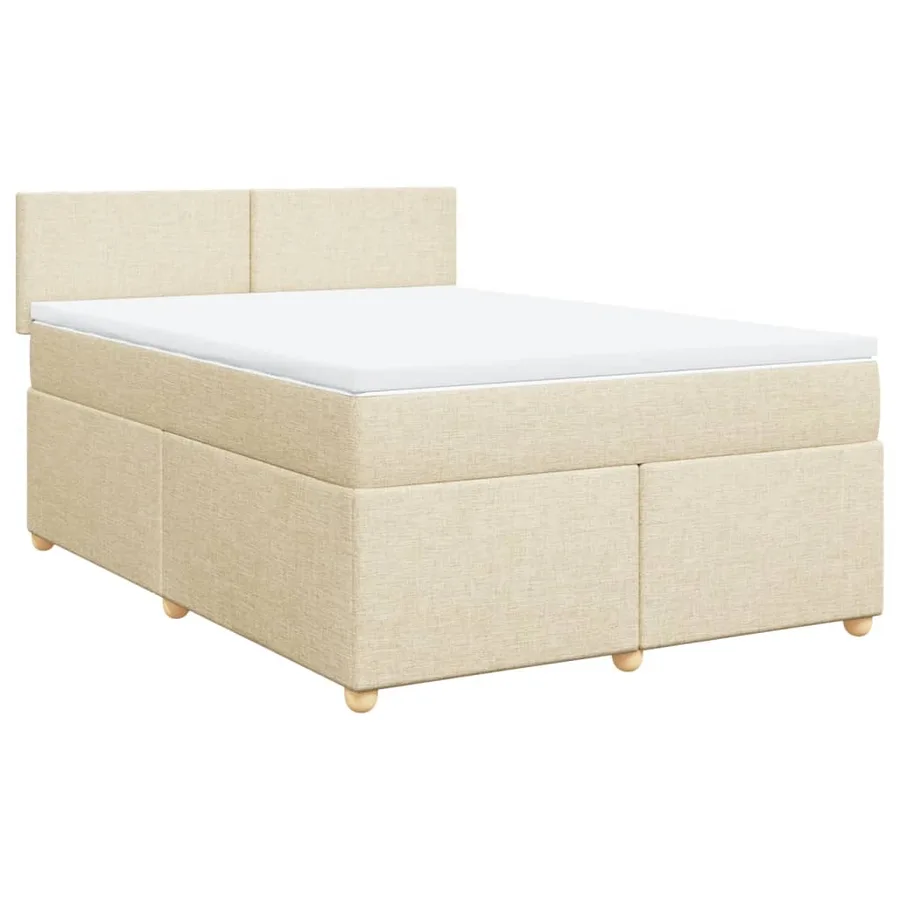 Sommier à lattes de lit avec matelas Crème 140x200 cm Tissu - 2