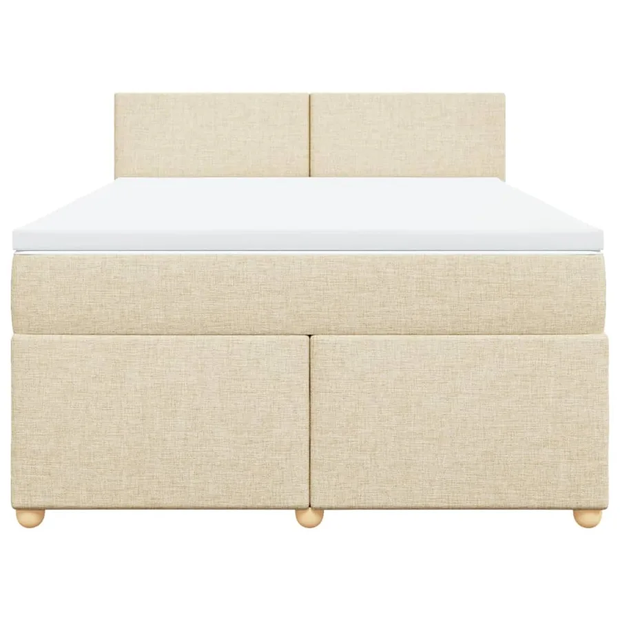 Sommier à lattes de lit avec matelas Crème 140x200 cm Tissu - 4