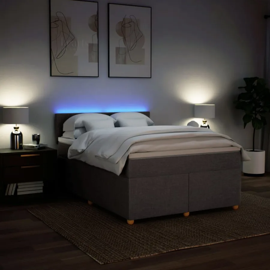 Sommier à lattes de lit avec matelas Taupe 140x190 cm Tissu - 5