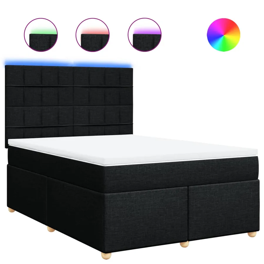 Sommier à lattes de lit avec matelas Noir 140x200 cm Tissu - 2