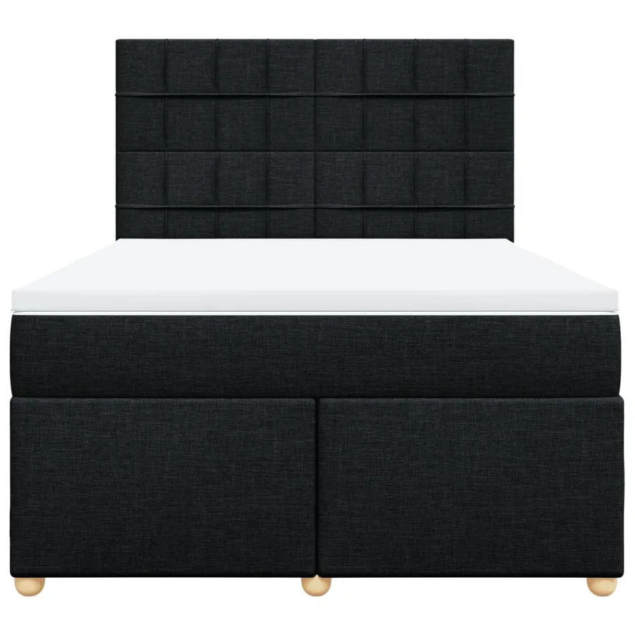 Sommier à lattes de lit avec matelas Noir 140x200 cm Tissu - 6