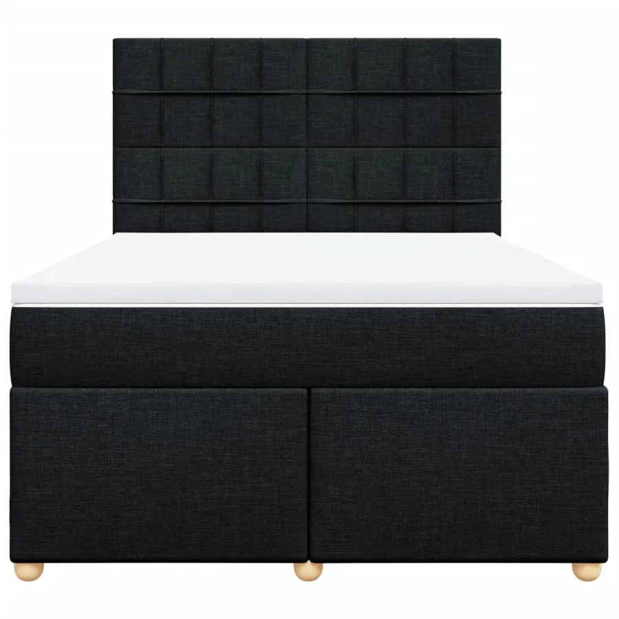 Sommier à lattes de lit avec matelas Noir 140x200 cm Tissu - 4