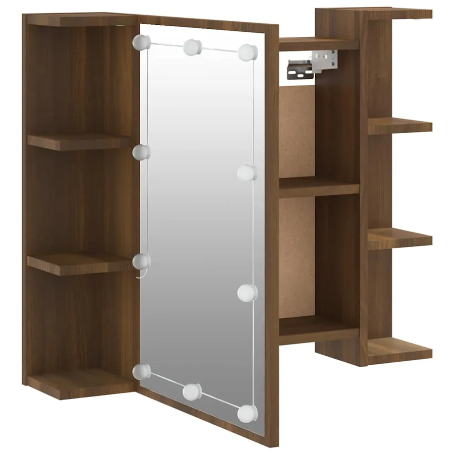 Armoire à miroir avec LED Chêne marron 70x16,5x60 cm - 10