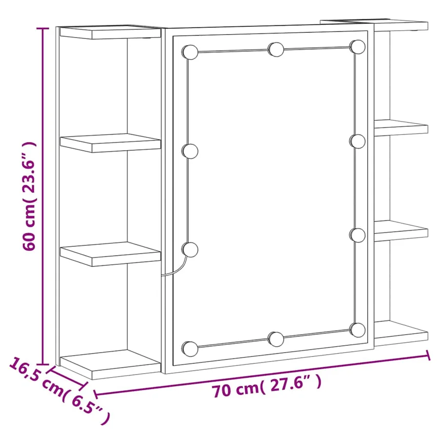 Armoire à miroir avec LED Chêne marron 70x16,5x60 cm - 19