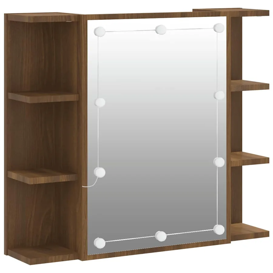 Armoire à miroir avec LED Chêne marron 70x16,5x60 cm - 2