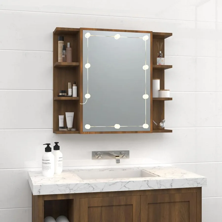 Armoire à miroir avec LED Chêne marron 70x16,5x60 cm - 3