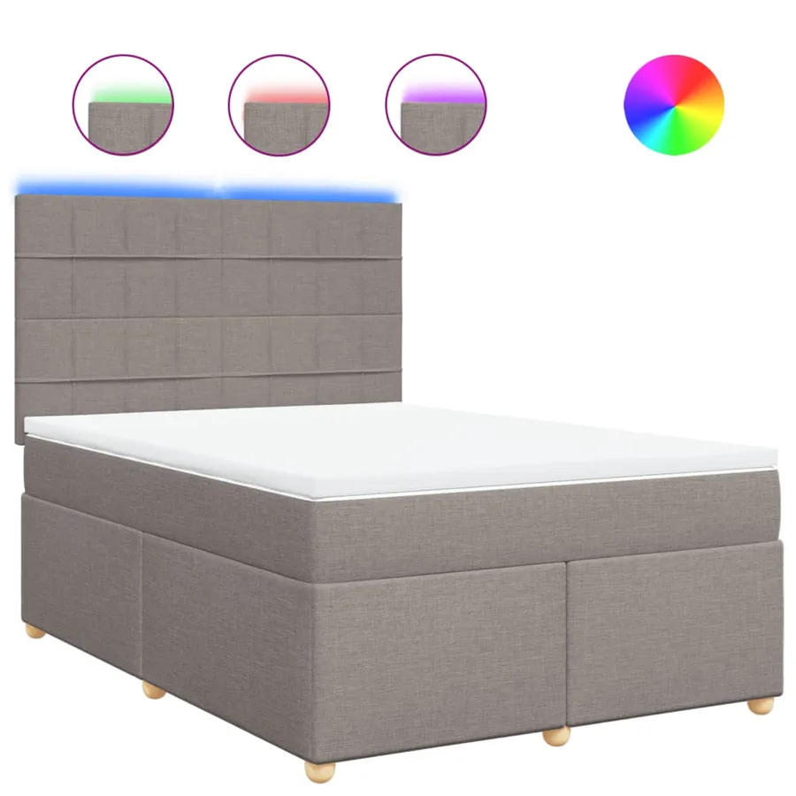 Sommier à lattes de lit avec matelas Taupe 140x200 cm Tissu - 2