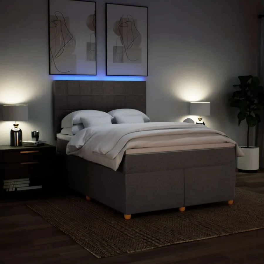 Sommier à lattes de lit avec matelas Taupe 140x200 cm Tissu - 4