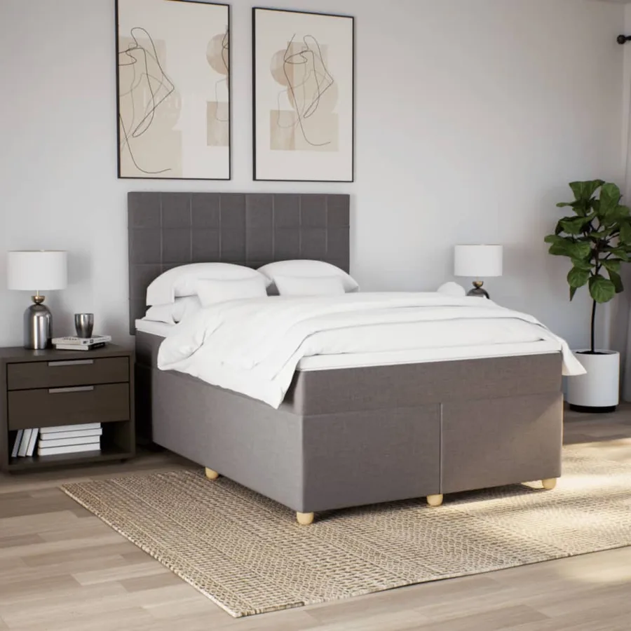 Sommier à lattes de lit avec matelas Taupe 140x200 cm Tissu - 5