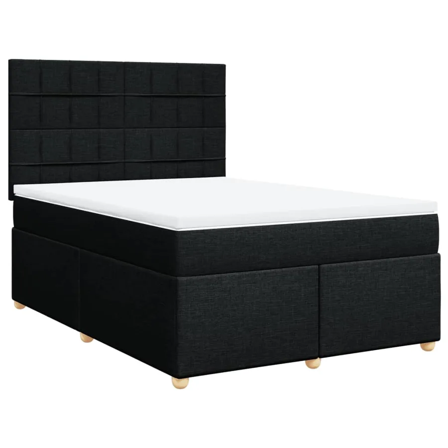 Sommier à lattes de lit avec matelas Noir 140x190 cm Tissu - 2