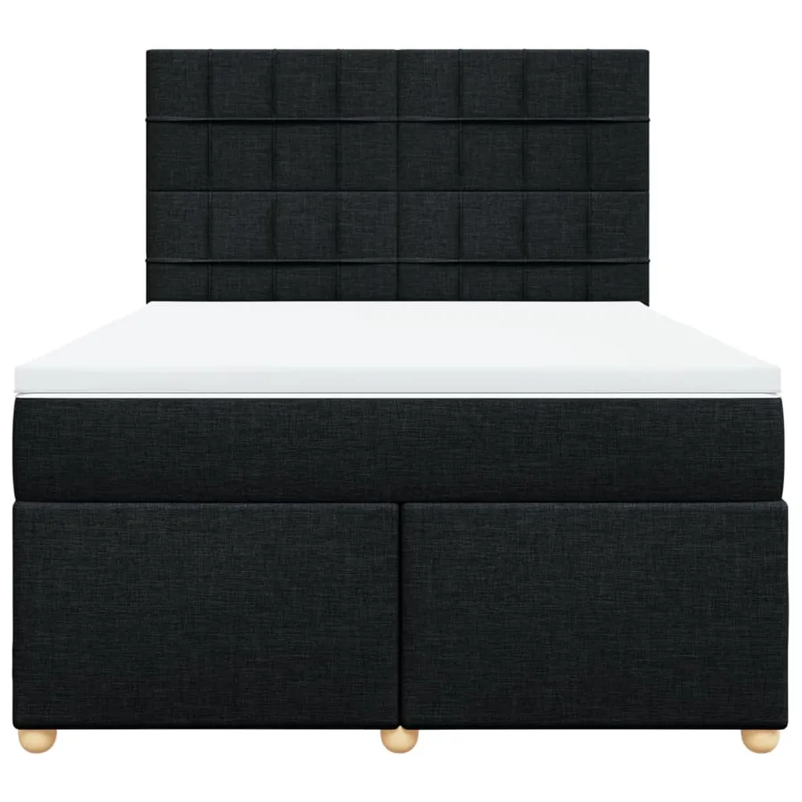 Sommier à lattes de lit avec matelas Noir 140x190 cm Tissu - 4