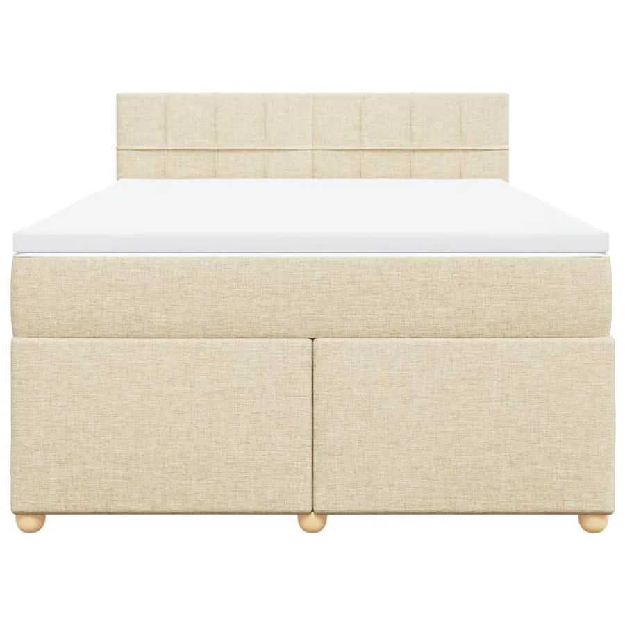 Sommier à lattes de lit avec matelas Crème 140x200 cm Tissu - 4