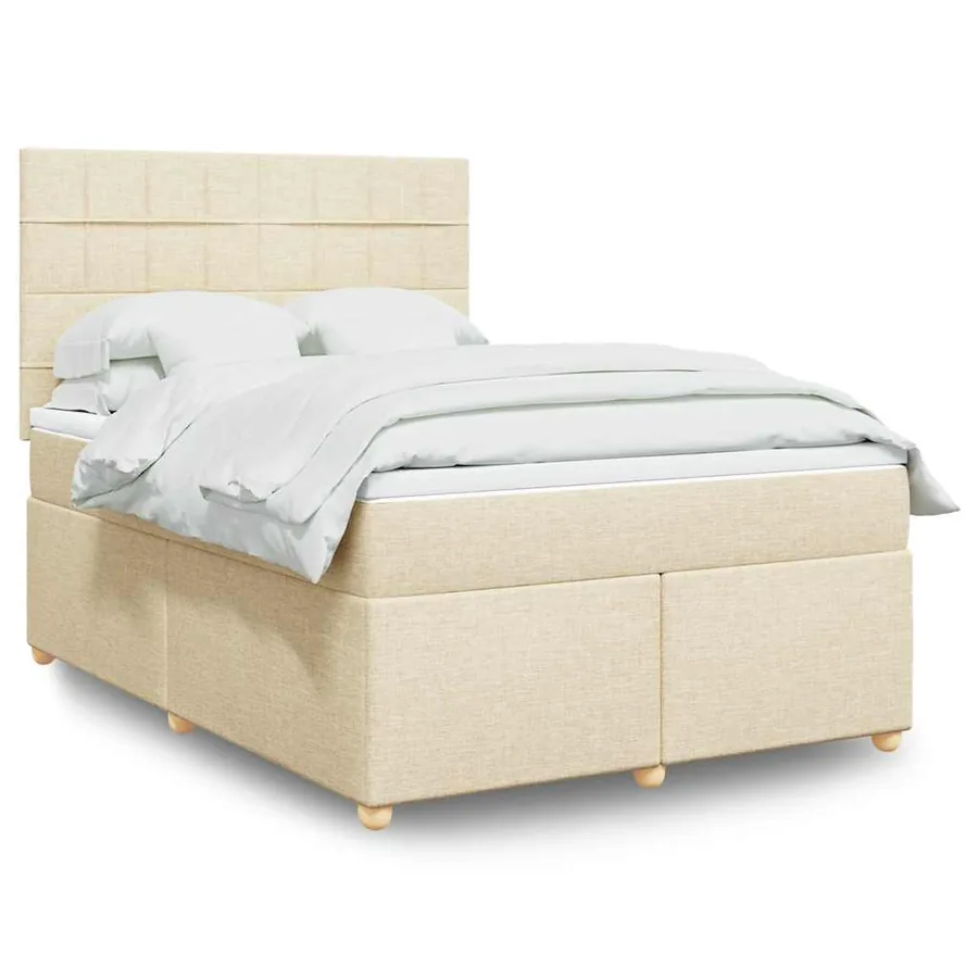 Sommier à lattes de lit avec matelas Crème 140x190 cm Tissu