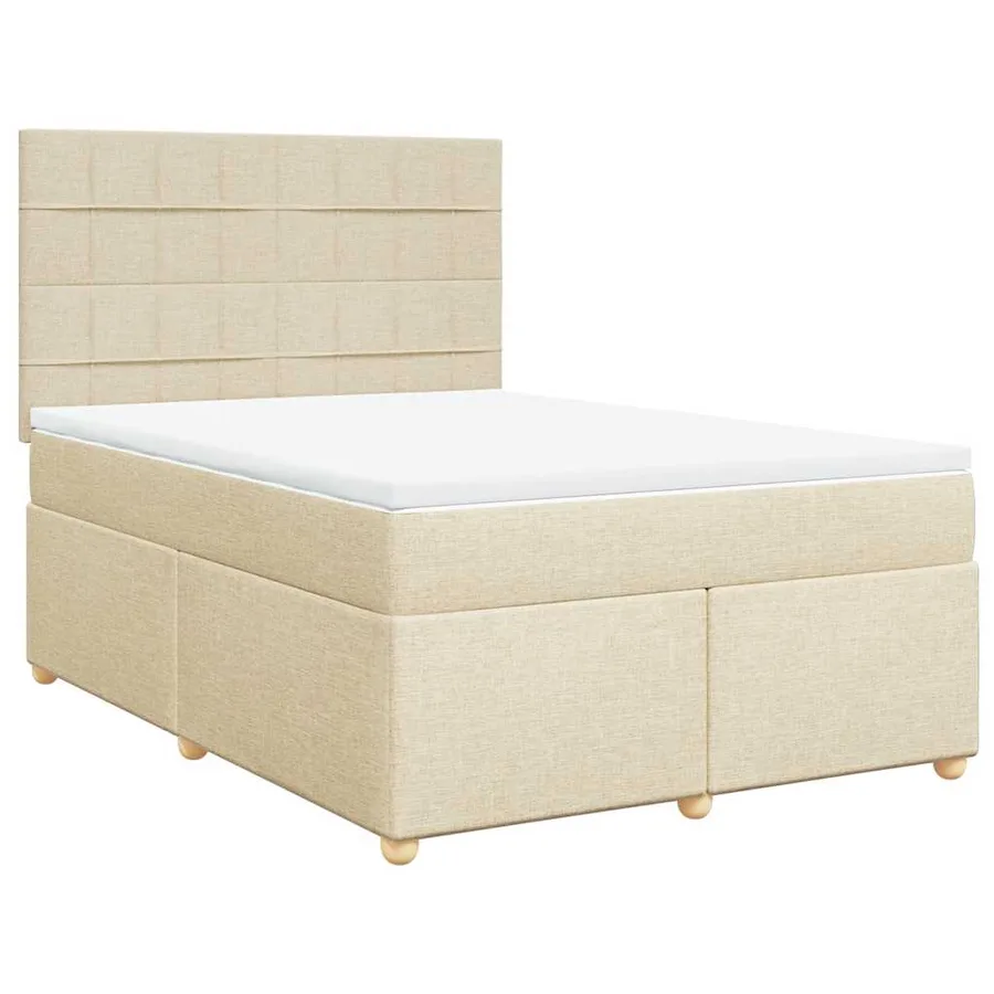 Sommier à lattes de lit avec matelas Crème 140x190 cm Tissu - 2