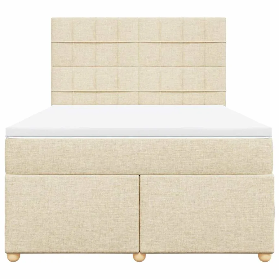 Sommier à lattes de lit avec matelas Crème 140x190 cm Tissu - 4