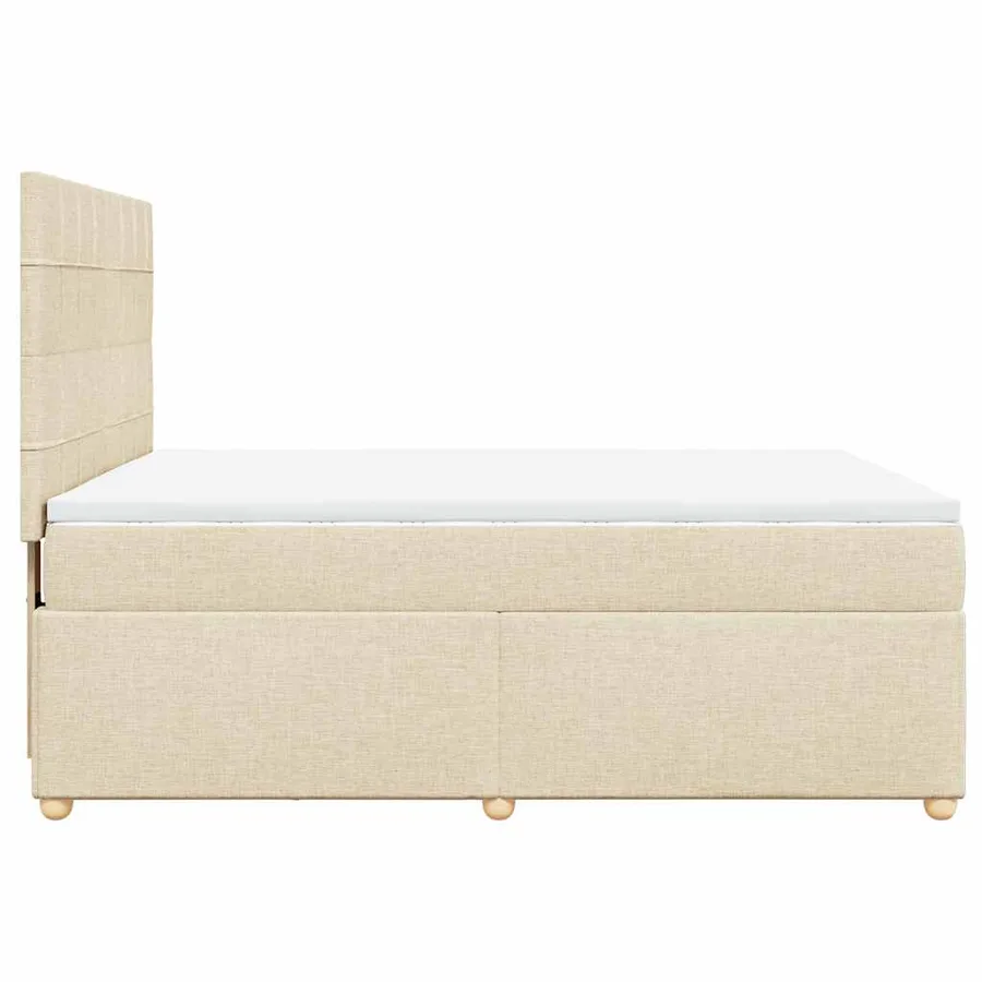 Sommier à lattes de lit avec matelas Crème 140x190 cm Tissu - 5
