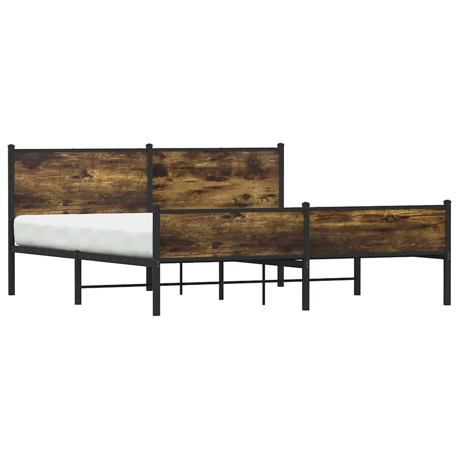 Cadre de lit en métal sans matelas chêne fumé 180x200 cm - 3