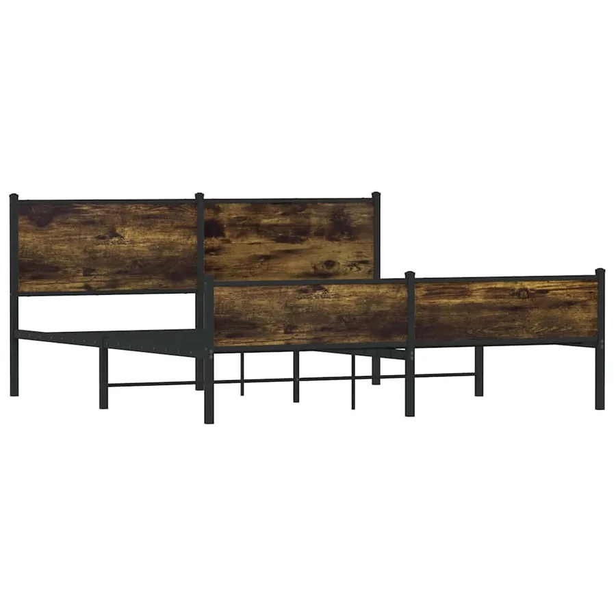 Cadre de lit en métal sans matelas chêne fumé 180x200 cm - 4