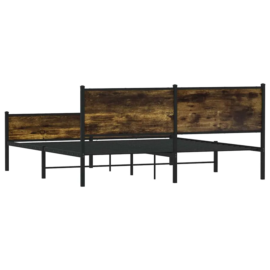 Cadre de lit en métal sans matelas chêne fumé 180x200 cm - 7
