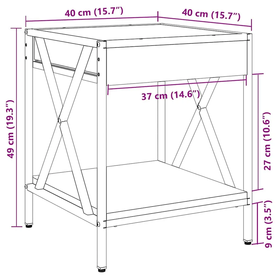 Table basse avec LED Infinity noir 40x40x49 cm - 13