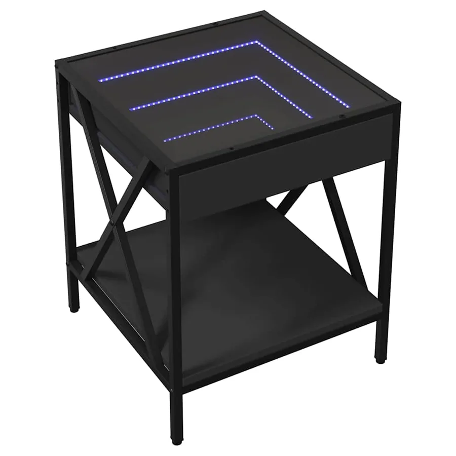 Table basse avec LED Infinity noir 40x40x49 cm - 3