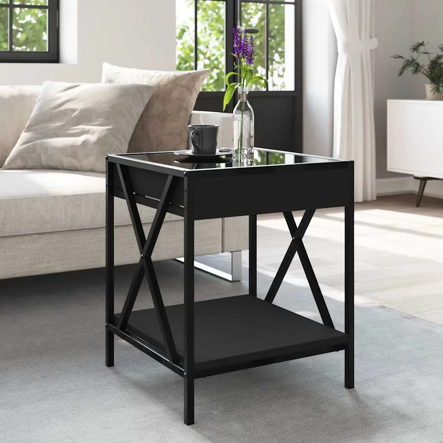 Table basse avec LED Infinity noir 40x40x49 cm - 4