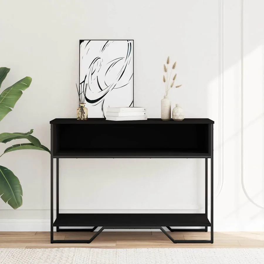 Table console noir 100x35x74,5 cm bois d'ingénierie - 3