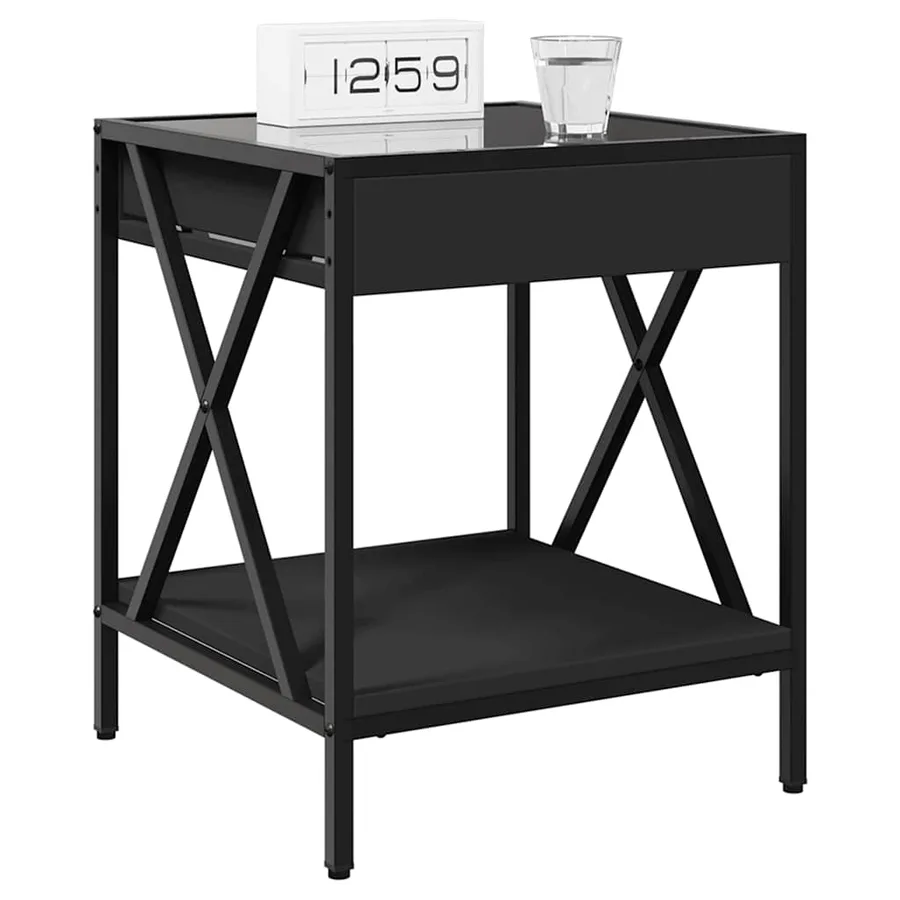 Table de chevet avec LED infini noir 40x40x49 cm - 5
