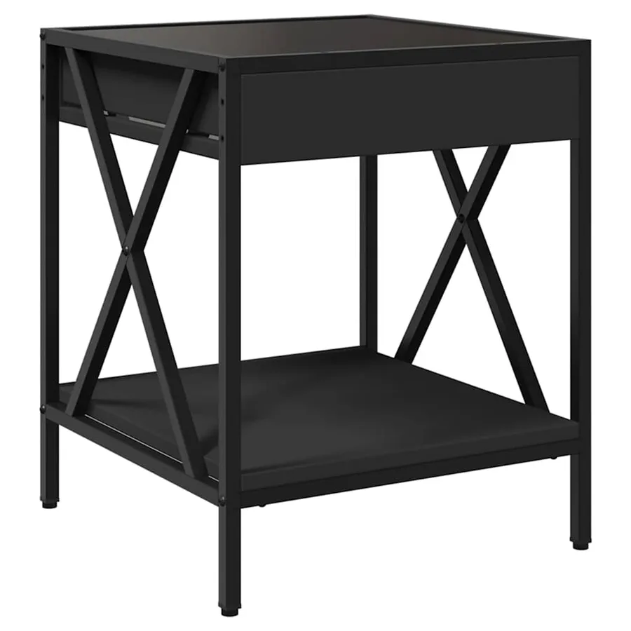 Table de chevet avec LED infini noir 40x40x49 cm - 8