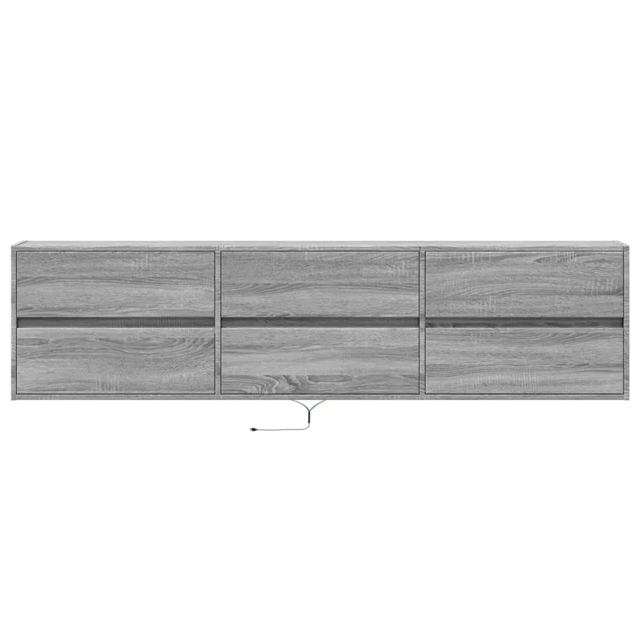 Meuble TV mural avec LED sonoma gris 180x31x45 cm - 6