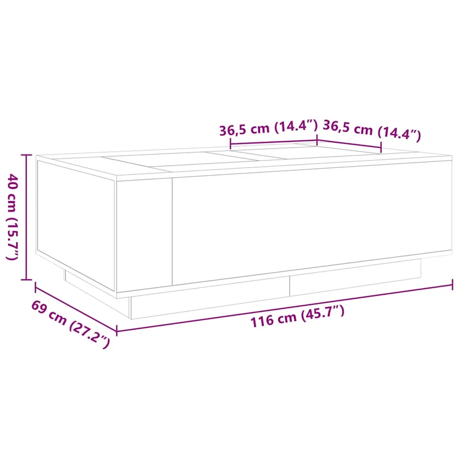 Table basse avec LED infini sonoma gris 116x69x40 cm - 13