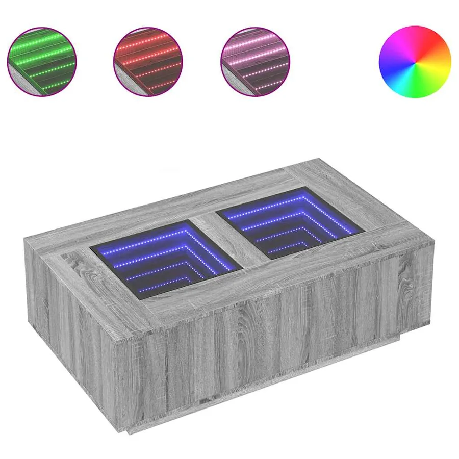Table basse avec LED infini sonoma gris 116x69x40 cm - 2