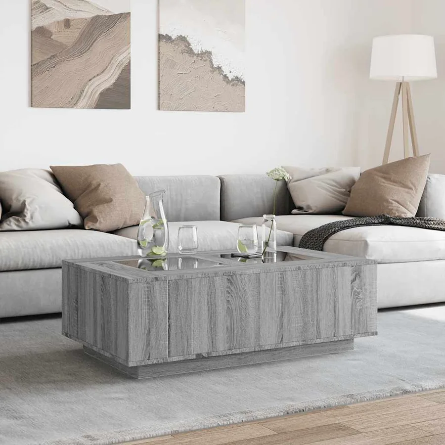 Table basse avec LED infini sonoma gris 116x69x40 cm - 4
