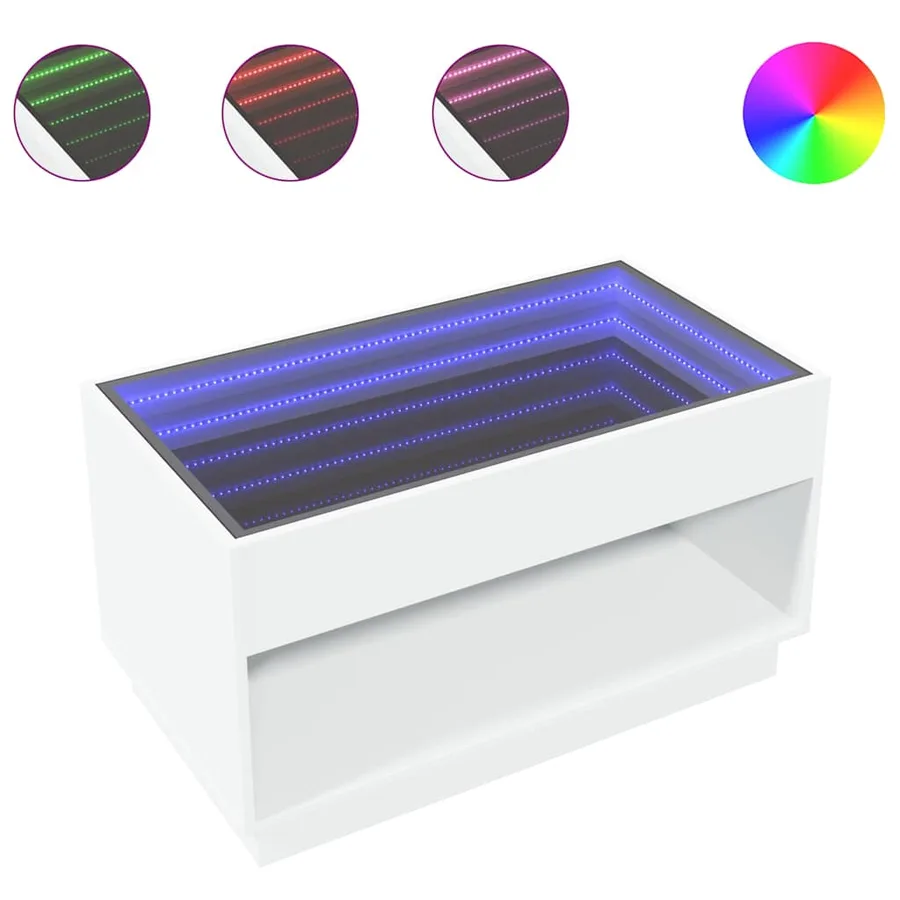 Table basse avec LED infini blanc 90x50x50 cm - 2