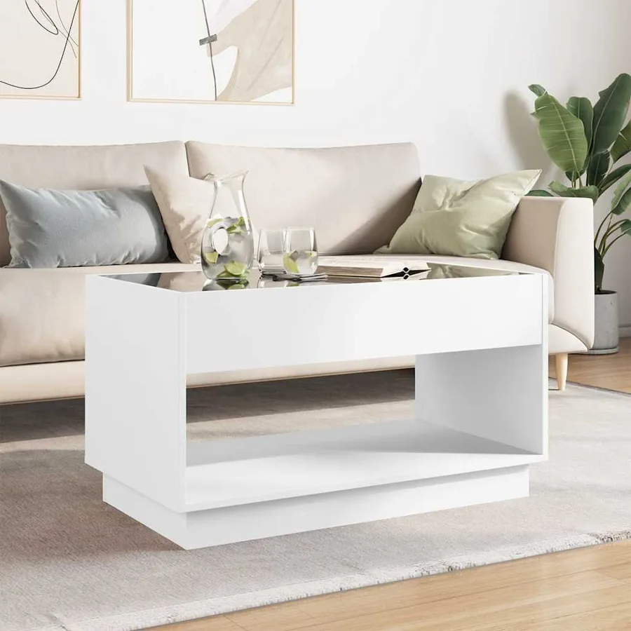 Table basse avec LED infini blanc 90x50x50 cm - 3