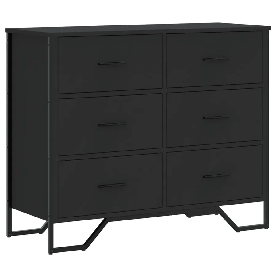 Commode noir 91x35,5x74,5 cm bois d'ingénierie - 2