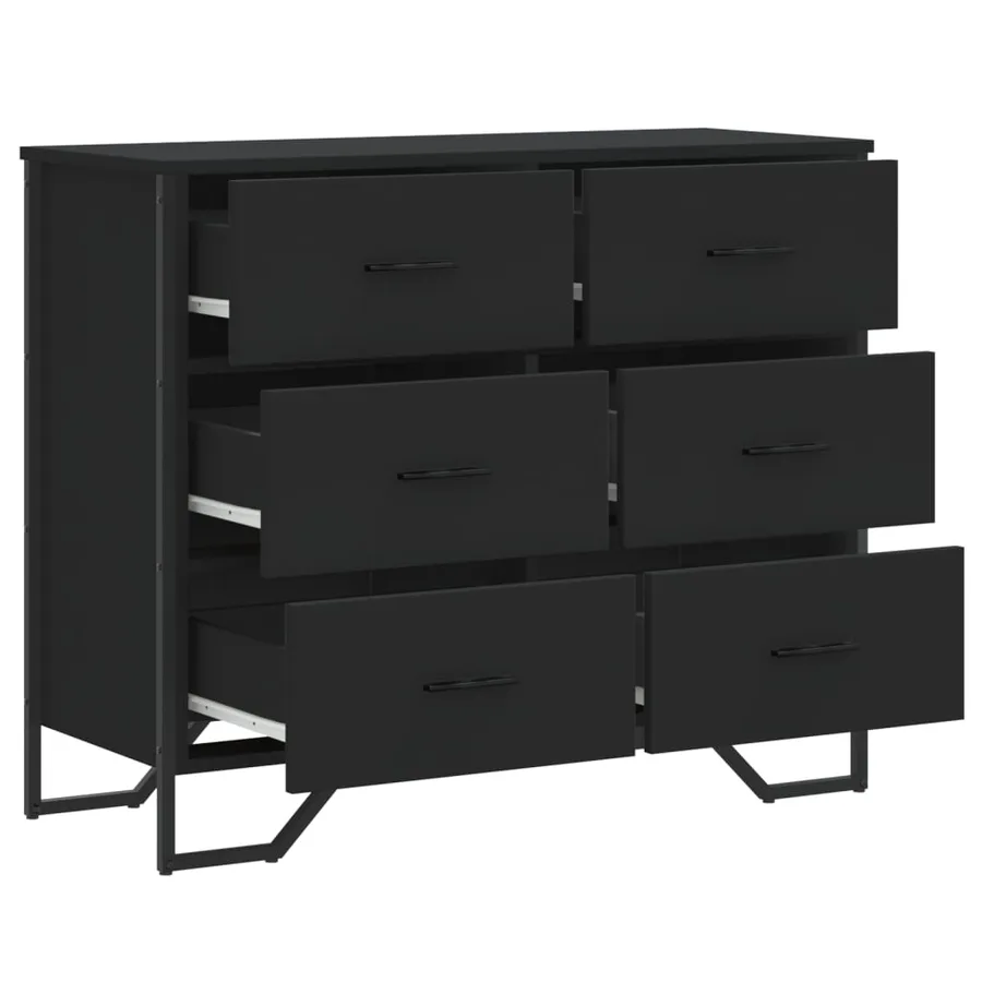 Commode noir 91x35,5x74,5 cm bois d'ingénierie - 7