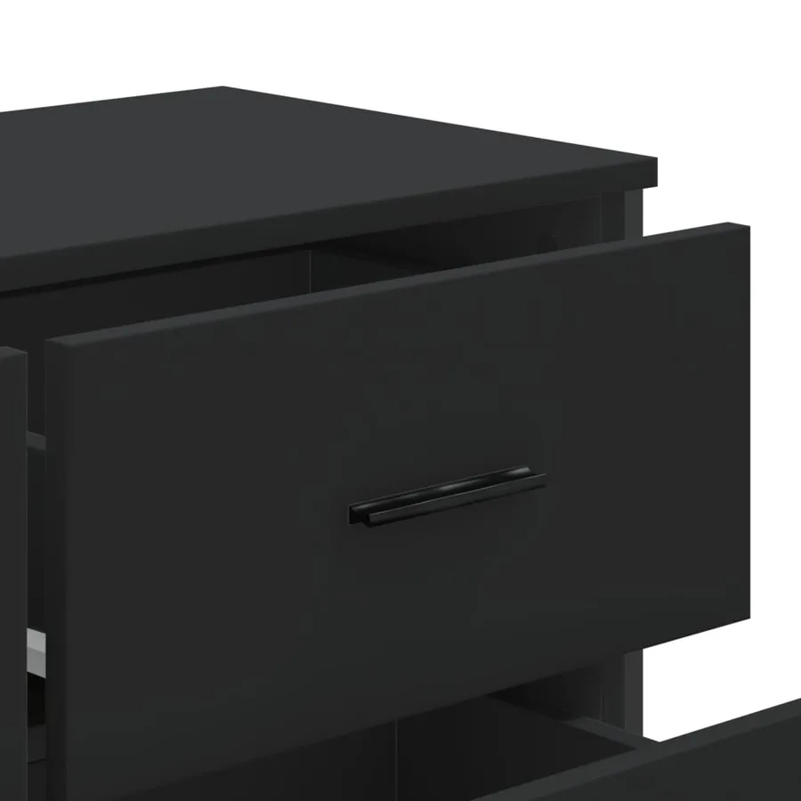 Commode noir 91x35,5x74,5 cm bois d'ingénierie - 8