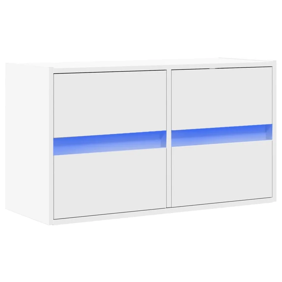 Meuble TV mural avec lumières LED blanc 80x31x45 cm - 3