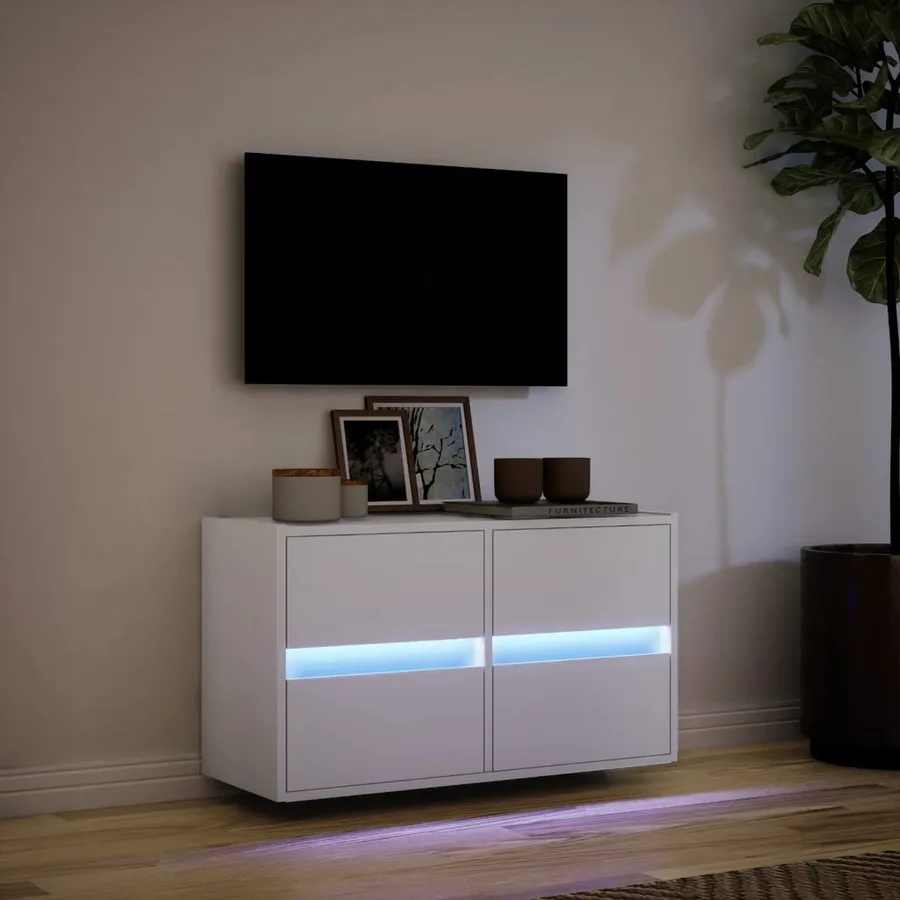 Meuble TV mural avec lumières LED blanc 80x31x45 cm - 5
