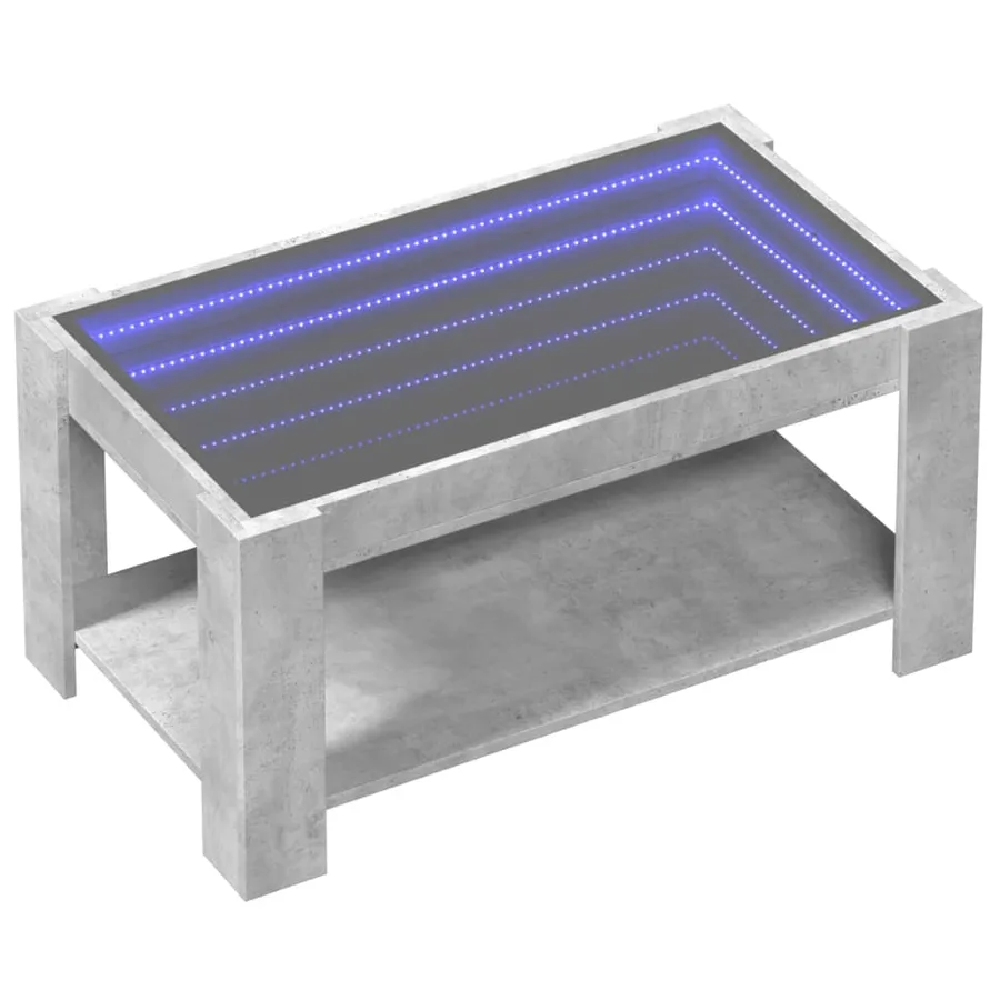 Table basse avec LED gris béton 93x53x45 cm bois d'ingénierie - 3