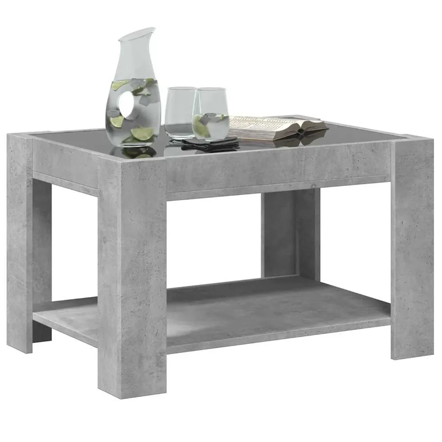 Table basse avec LED gris béton 73x53x45 cm bois d'ingénierie - 5