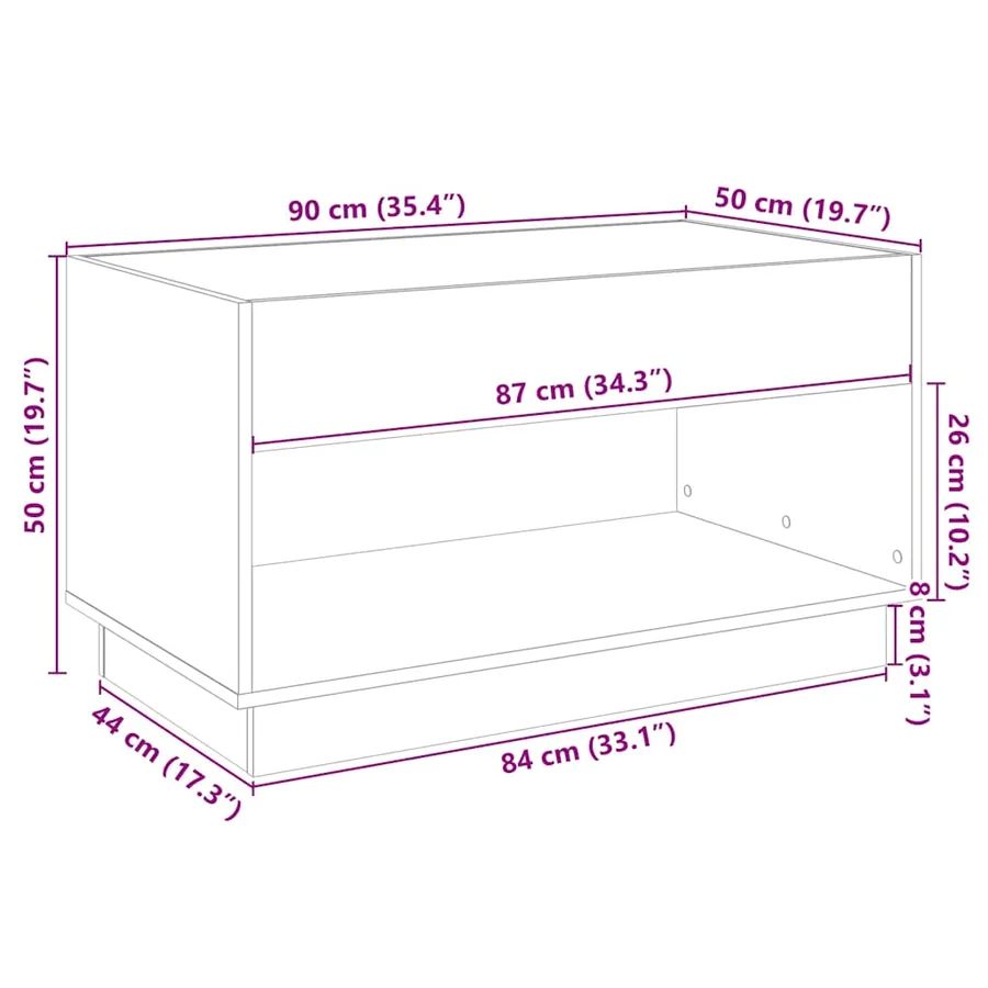 Table basse avec LED infini chêne sonoma 90x50x50 cm - 13